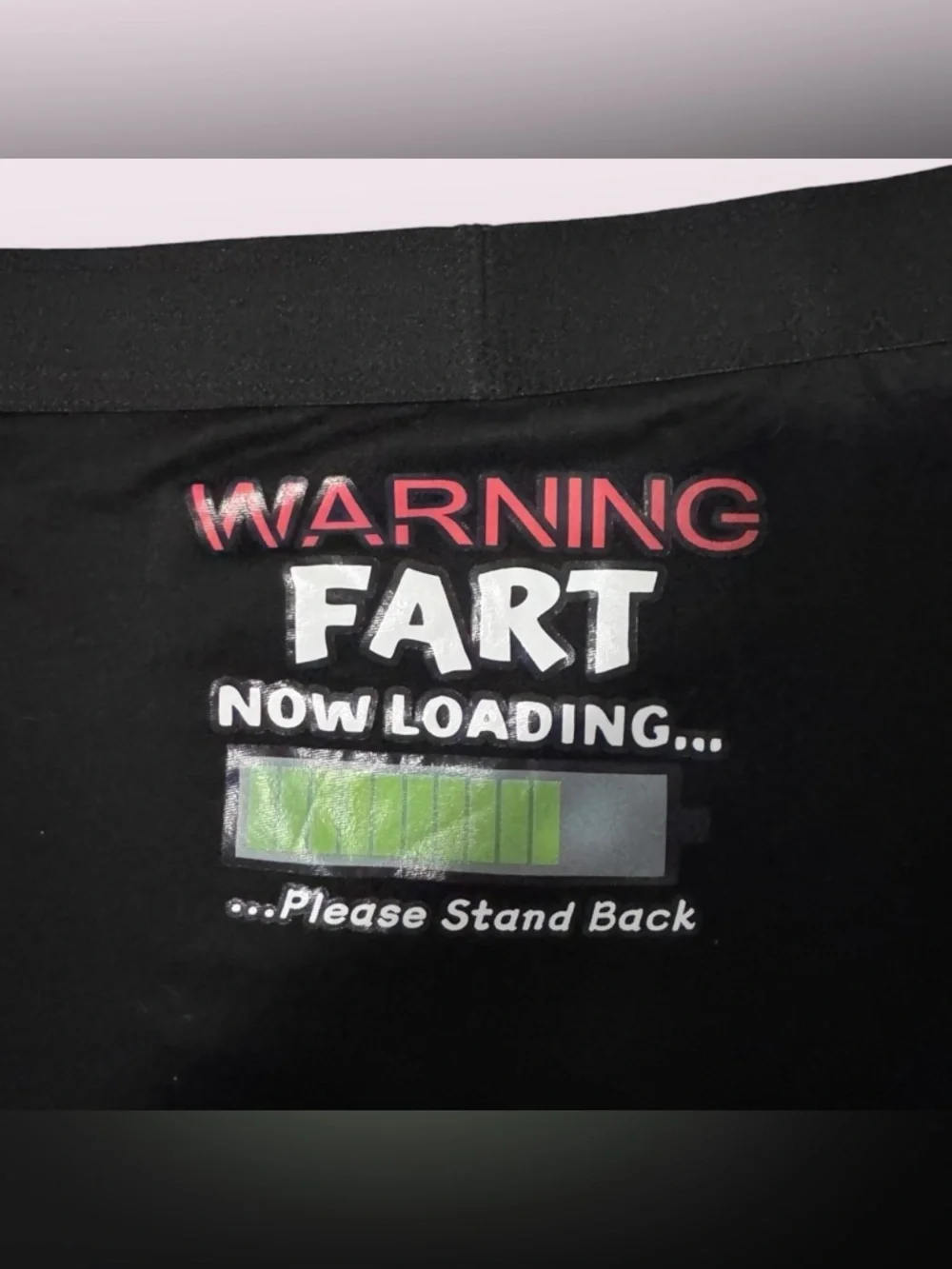 Men’s Boxer Briefs Graphic “Warning Fart Loading” Black Stretch NWOT